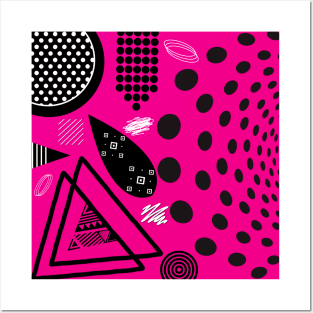 Pink Black Geometric Pattern Posters and Art